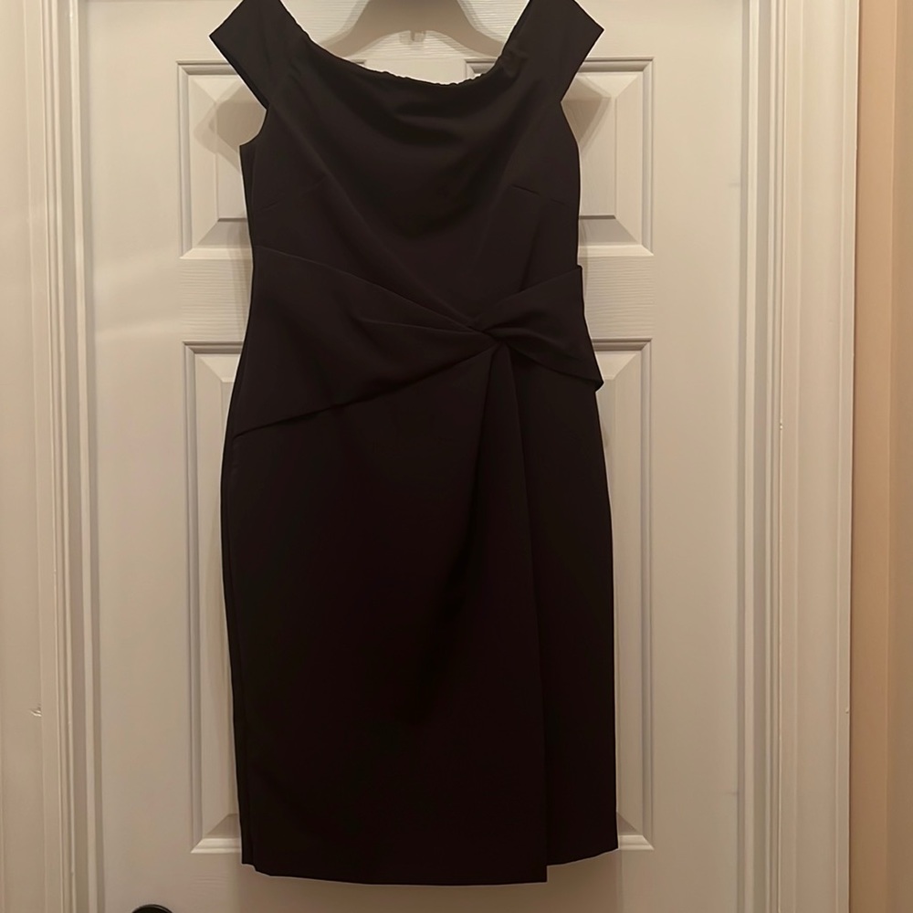 Lauren Ralph Lauren Black Sheath Dress with Knot Waist Detail